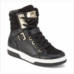 Love Moschino leather high top trainers